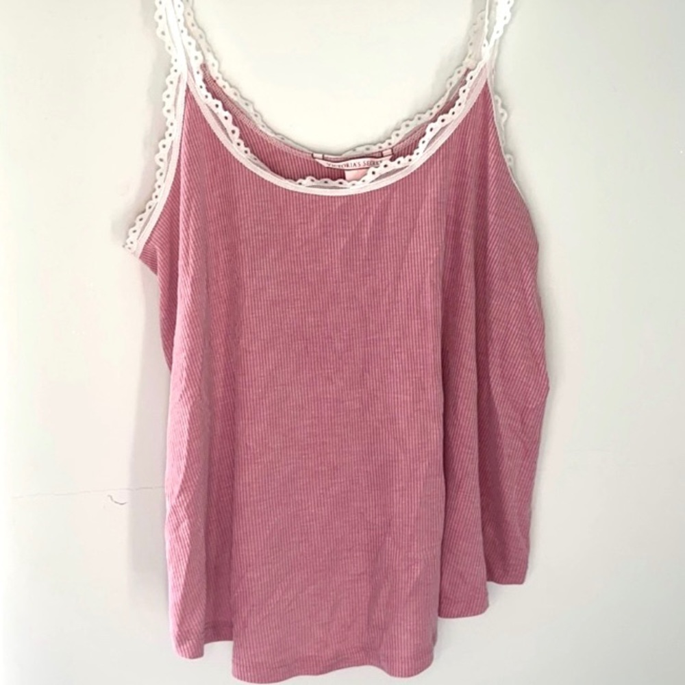 Victoria Secret Women's Pink Cami White Ruffles Top